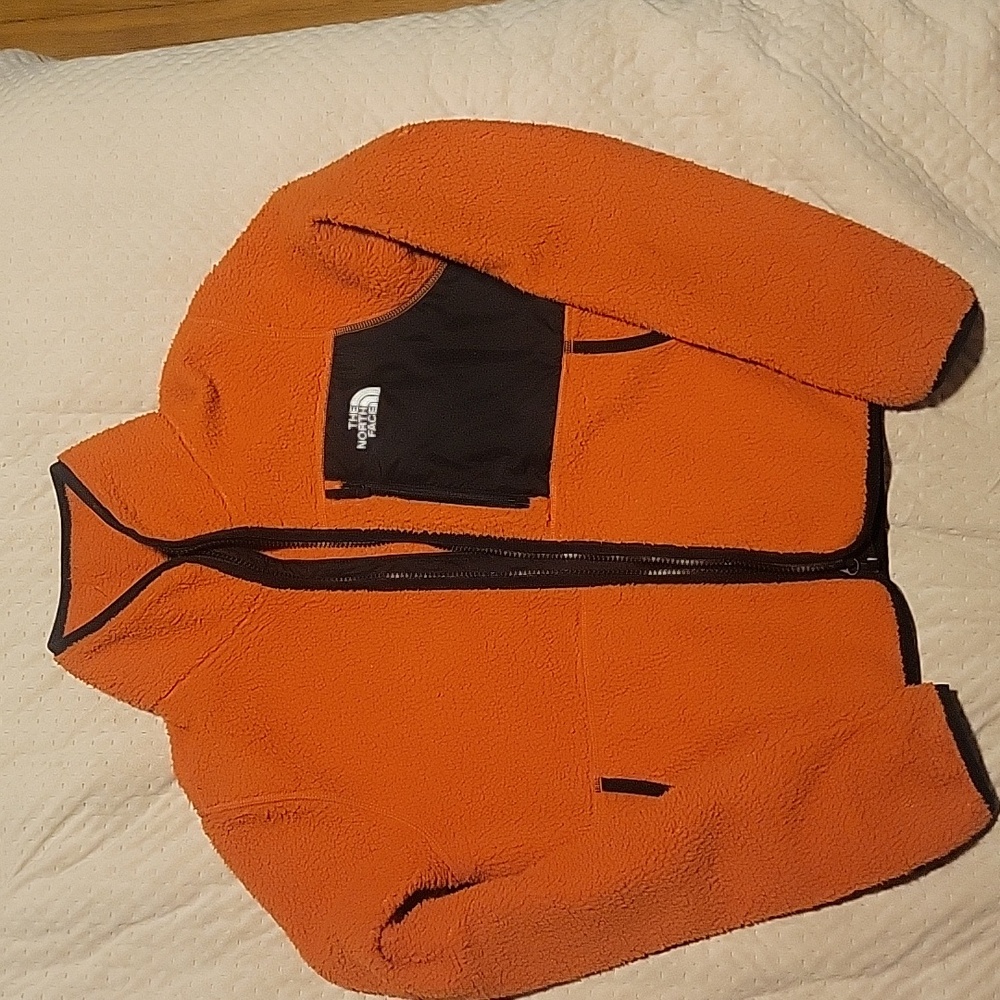 North Face Bay Break Orange Fleece Full Zip Retro Jacket Women Size XS